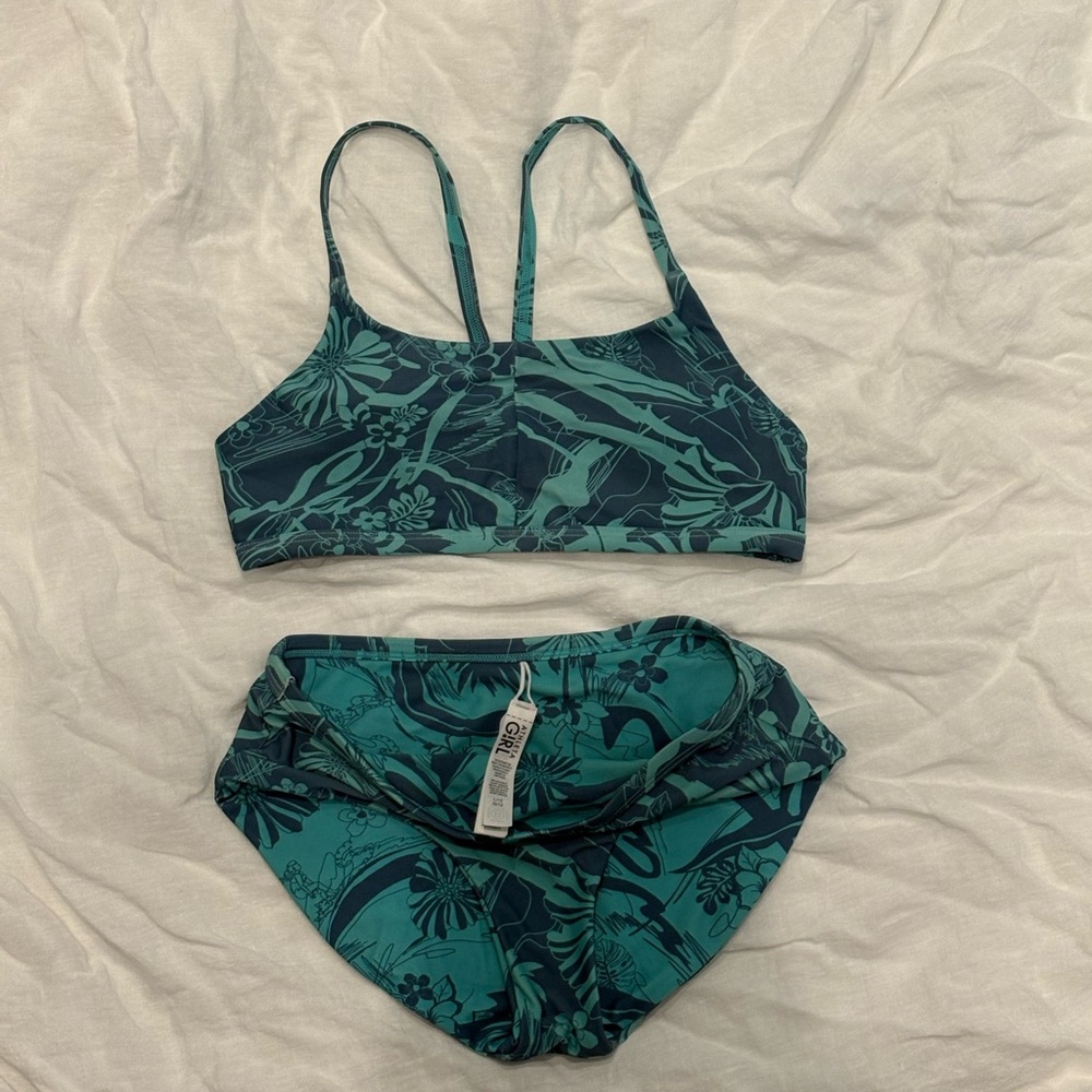 ATHLETA Teal Floral Bikini Set